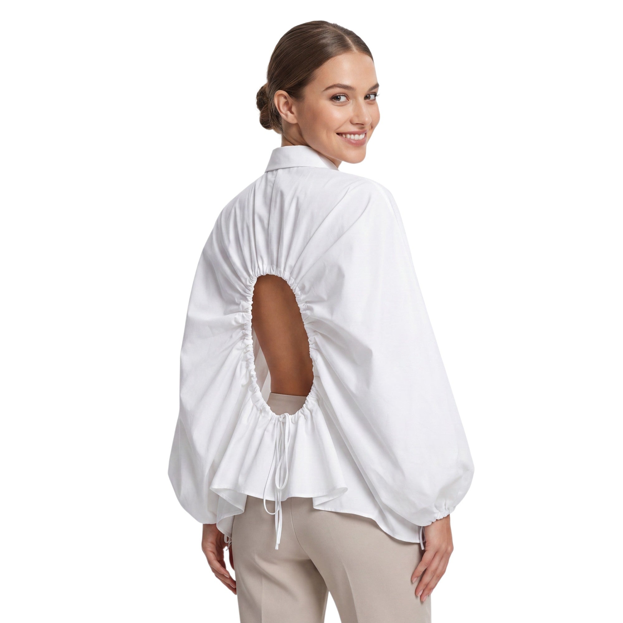 Meimeij Women's Statement Back Cutout Shirt