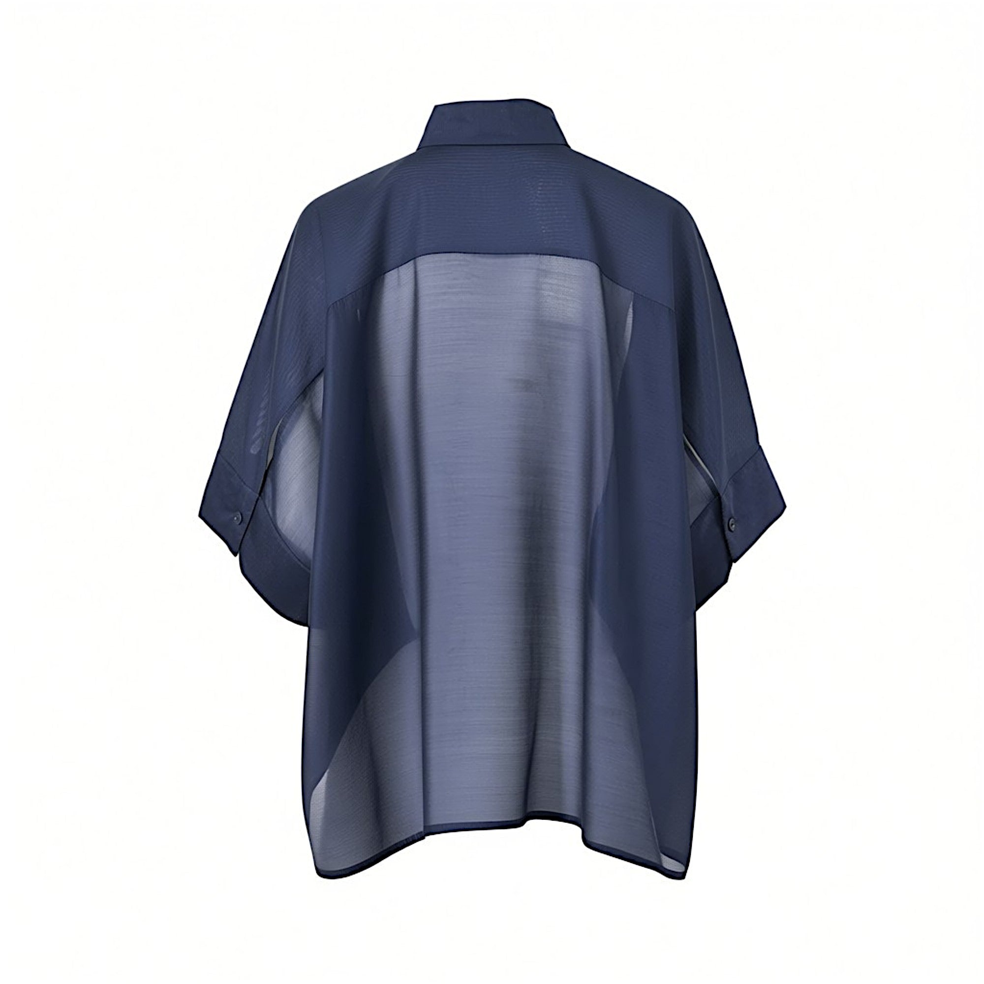 Meimeij Women's Sheer Organza Bow-Neck Cape Blouse