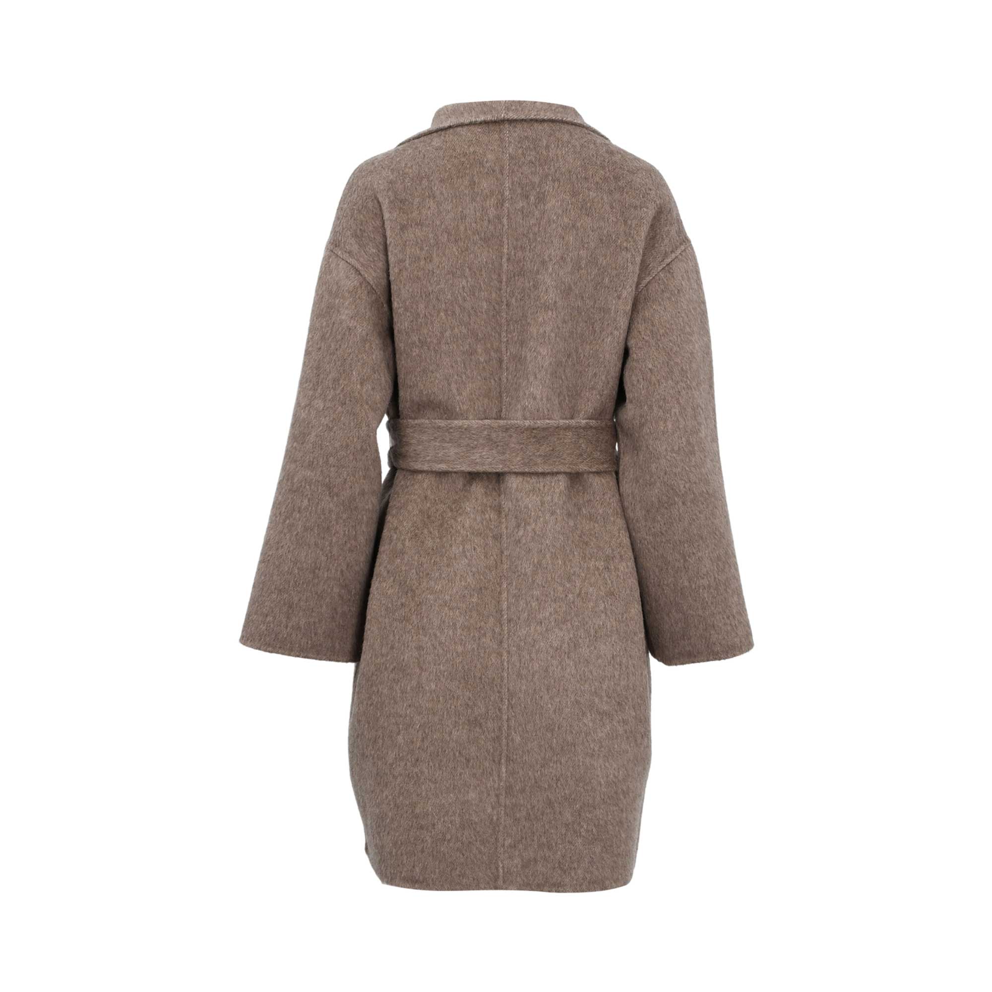 Milva Mi Women's Taupe Wool Belted Coat with Shawl Collar — Available Online Today