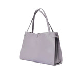 Gray handbag on a white background.