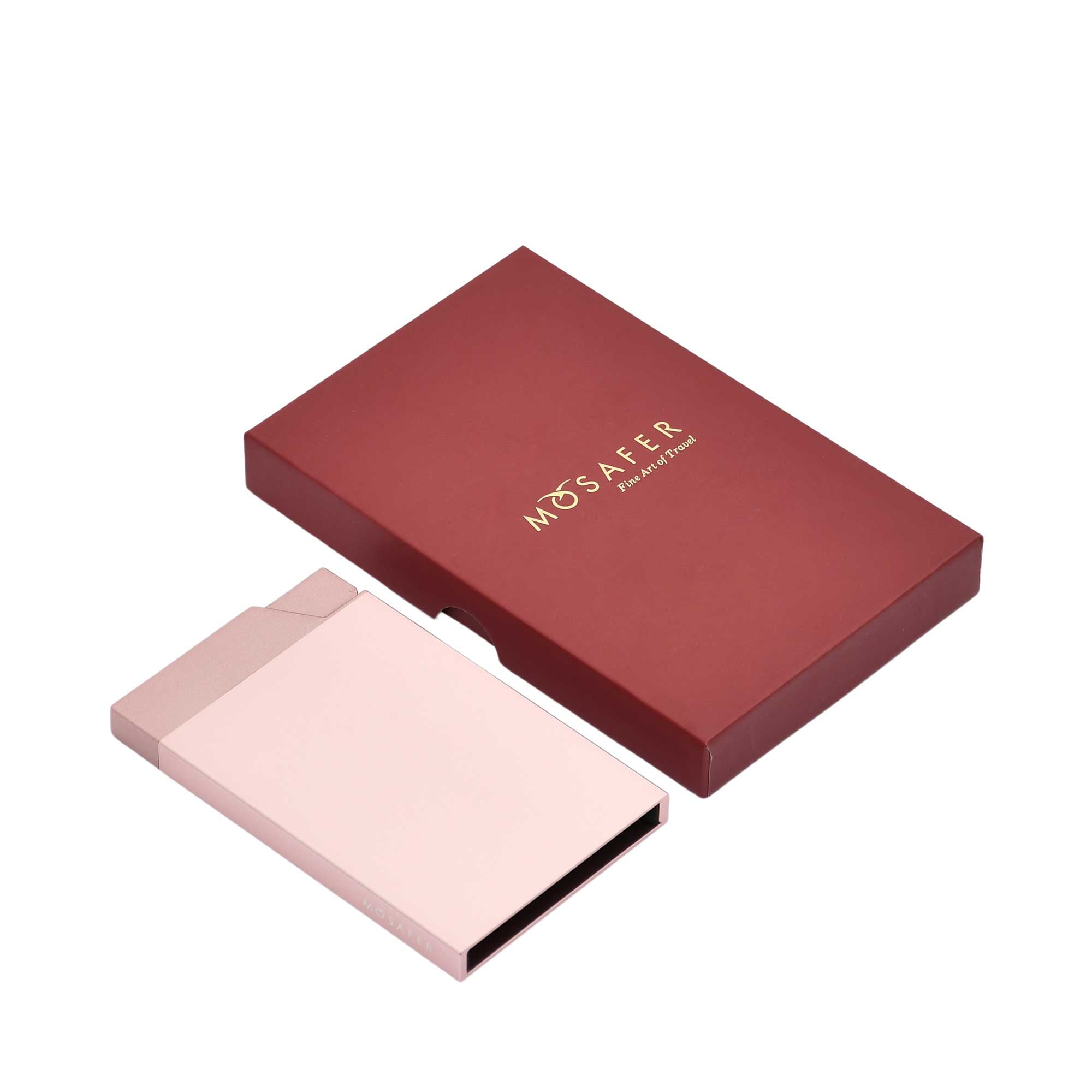 Mosafer Sleek Rose Gold Metal Wallet with Pop-Up Design – Shop Now Online