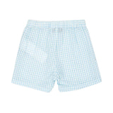 Rear view of the gingham shorts showing the consistent checkered pattern and elasticated waist.