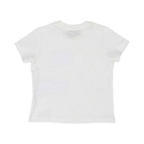 Rear view of the white Moschino Baby T-shirt showing the clean finish and ribbed crew neck.