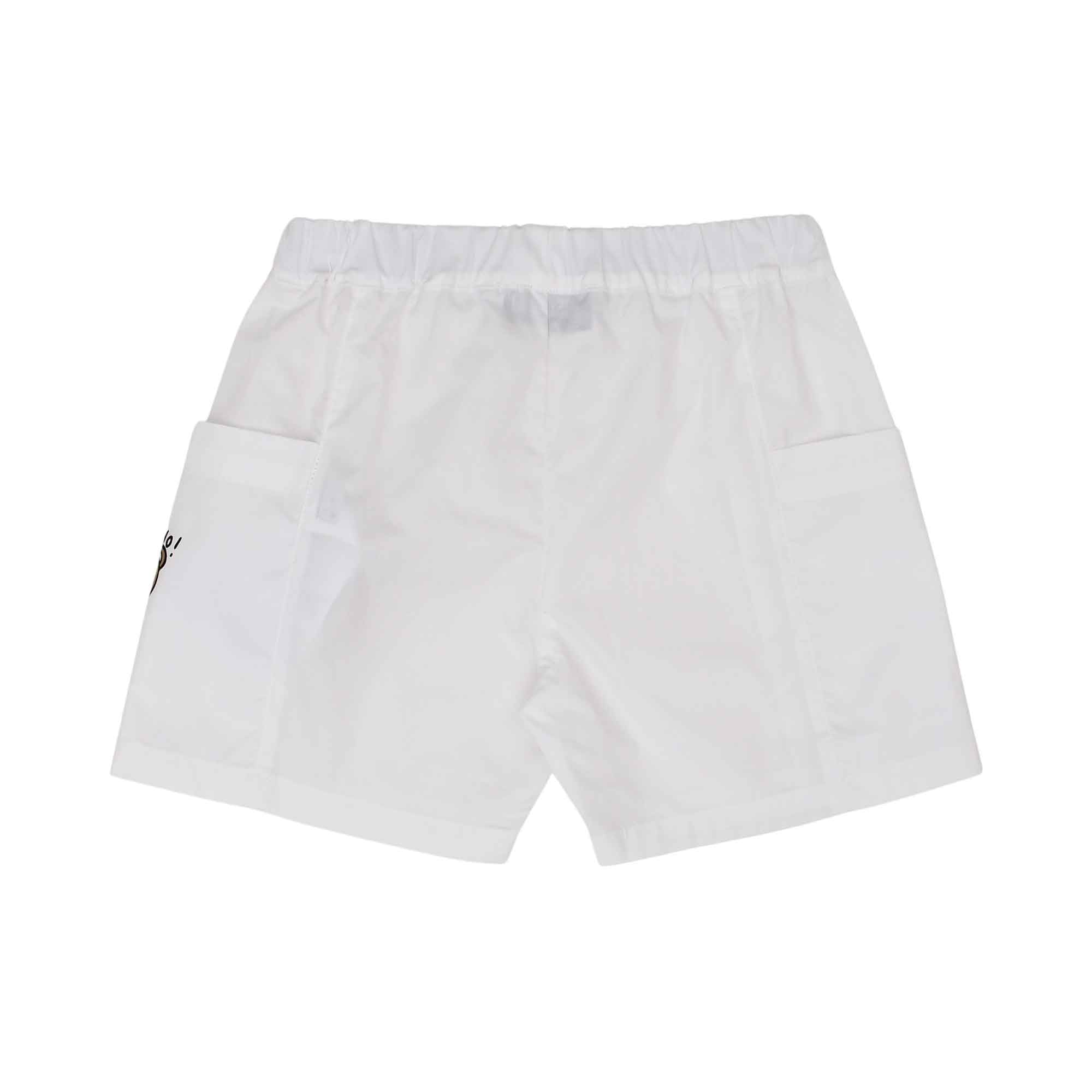 Back view of the white shorts showing the clean design and pocket placement.