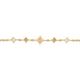 A close-up view of the Francesca chain link, highlighting the central diamond motif embedded with mother-of-pearl and the signature Cerruti logo emblem.