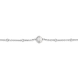 Close-up studio shot of the Luciana bracelet's round motif, highlighting the continuous row of crystal pavé framing the central 1881 logo.