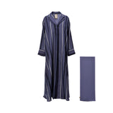 Nero Women's Navy Blue Striped Abaya Set