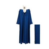 Nero Women's Navy Blue Abaya Set with White Accents