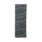 Close-up of the matching sheila (scarf) showcasing the intricate horizontal marble-effect pattern in shades of grey and blue.