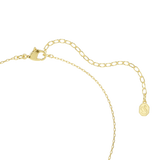 A close-up view of the Swarovski Magic necklace closure, displaying the polished 18K gold-plated lobster clasp, adjustable extender links, and the signature octagonal swan logo tag.