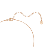 A three-quarter perspective studio layout of the Swarovski Matrix necklace, showcasing the dimensional arch of the crystal bar and the way the brilliant round drop stone catches the light.
