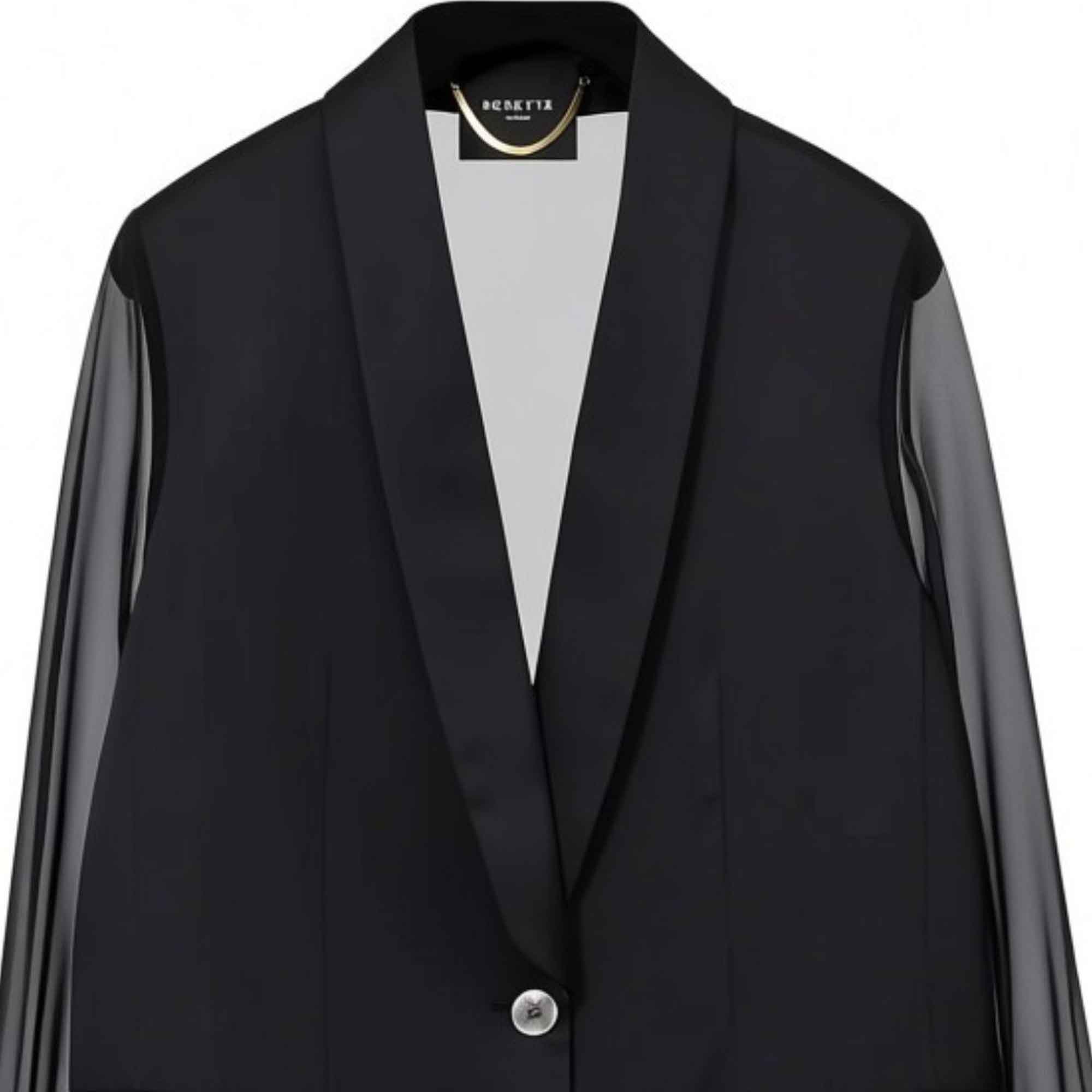Nenette Women's Sheer Plissé Sleeve Blazer