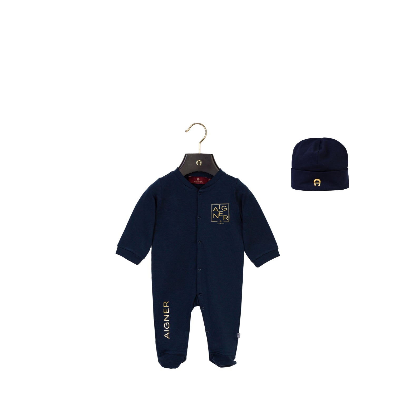 Aigner Kids New Born Boy's Set of Sleepsuit & Hat | New Born | New Born Babysuits | New Born Boy (0M - 9M) | New Born Boy Babysuits | Set Sleepsuit | Set Sleepsuit & Hat | Sleepsuit Set