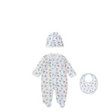 Kissy Kissy Kids New Born Boy's Set of Sleepsuit & Bib & Hat