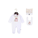 Aigner Kids New Born Girl's White Set of Sleepsuit & Hat & Bib