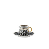 Versace La Greca Signature Black Espresso Cup And Saucer