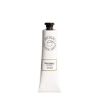 A white squeeze tube of Nicolaï Patchouli Intense Hand Cream featuring a black octagonal cap and the brand's classic circular logo.