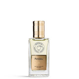 A 30ml clear glass bottle of Nicolaï Patchouli Intense Eau de Parfum with a gold rectangular label and a gold cylindrical cap.