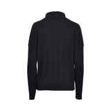 Oblique Women's Black Shimmer Knit Polo Sweater with Textured Pocket