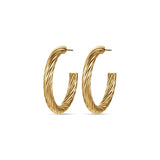 Luca Barra Ladies Earrings With IP Gold Steel Circles