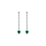 Luca Barra Ladies Steel Tennis Earrings with White Crystals and Green Crystal Hearts
