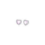 Luca Barra Ladies Earrings In Steel With Pink Crystal Hearts And White Crystals