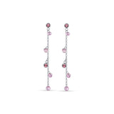 Luca Barra Ladies Earrings In Steel With Pink Crystals