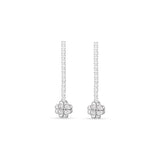 Luca Barra Ladies steel tennis earrings with rotating four-leaf clover