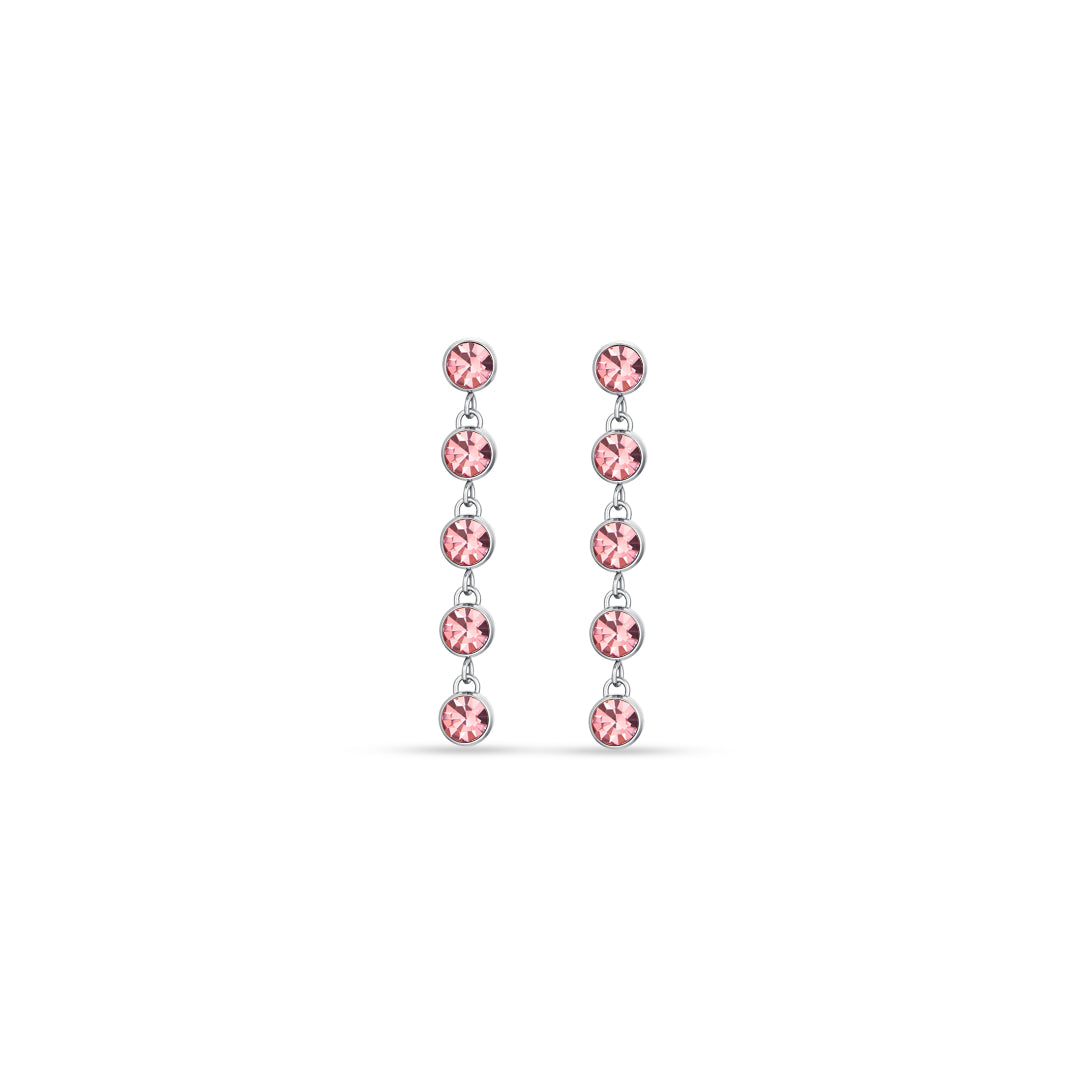 Luca Barra Ladies steel earrings with pink crystals | Accessories | Earrings | Fashion Jewellery | Women | Women Earrings | Womens