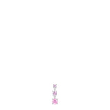 Single silver-toned drop earring featuring three linked pink zircons in star, square, and round shapes.