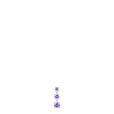 Silver-toned steel dangle earring with three graduated round, faceted purple zircons.