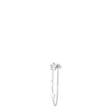 Silver-toned steel mono earring with a star stud, white zircon, and hanging chain with moon and star charms.
