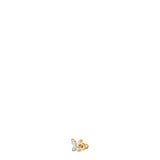 Single gold-toned steel butterfly stud earring with white zircon wings and screw-back closure.