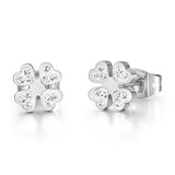 Luca Barra Ladies Steel Earrings with Four-Leaf Clover and Crystals