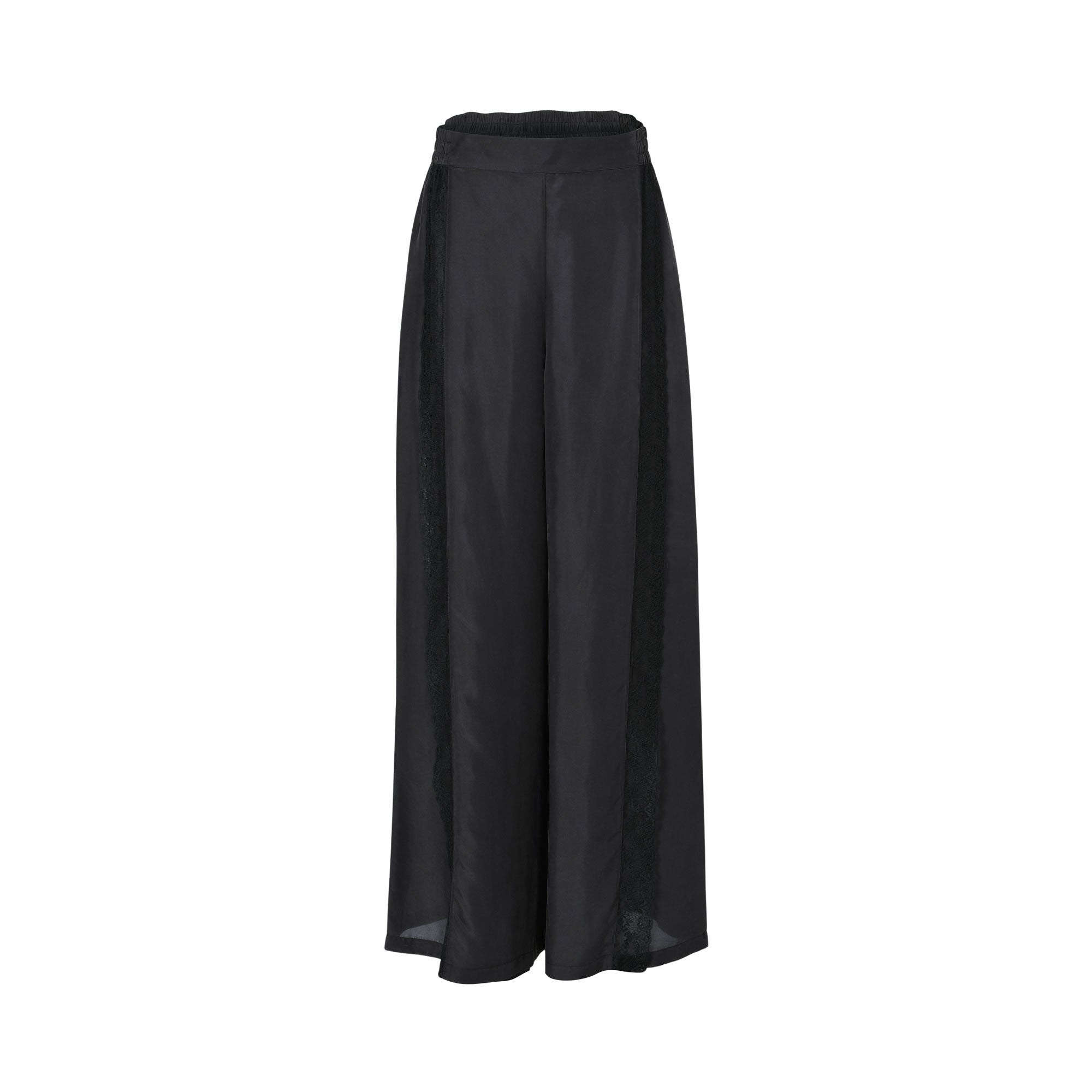 Momoni Women's MARCOS Black Pant in Habutai with Valenciennes | Clothing | departure-to-desk | new-season-2025 | Pants | Women | Women All Clothing | Women Pant | Women's Pant | Womens | Womens Fashion