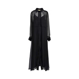 Black sheer long dress on a white background