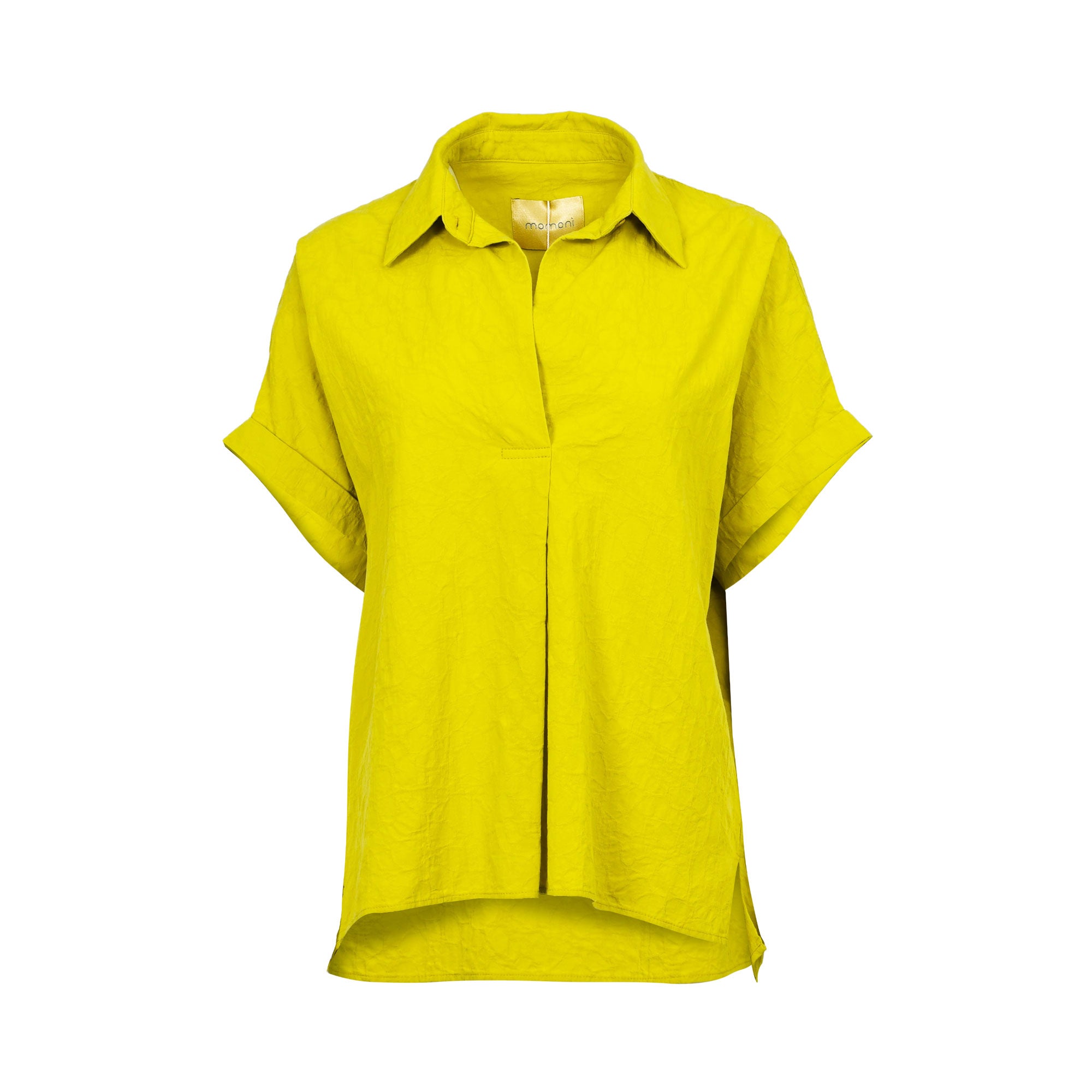 Momoni Women's CAROLINA Lime Green Blouse In Textured Poplin | Blouse | Clothing | departure-to-desk | new-season-2025 | Women | Women All Clothing | Women All Clothing Shirts & Blouses | Womens | Womens Fashion