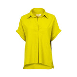 Momoni Women's CAROLINA Lime Green Blouse In Textured Poplin