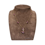Ouzounian Jewelry Ruby and Diamond Flower Pendant Necklace