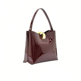 Alternate three-quarter angle view highlighting the mirror-like sheen of the premium burgundy patent leather material.
