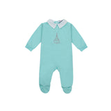Jules & Juliette Paris Turquoise PARIS Baby Pyjama Cotton Embroidered