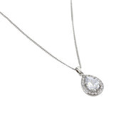 Buckley London Clear Sparkle Pear Pendant Rhodium O/S SS24