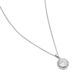 Buckley London Clear Cushion Halo Pendant Rhodium