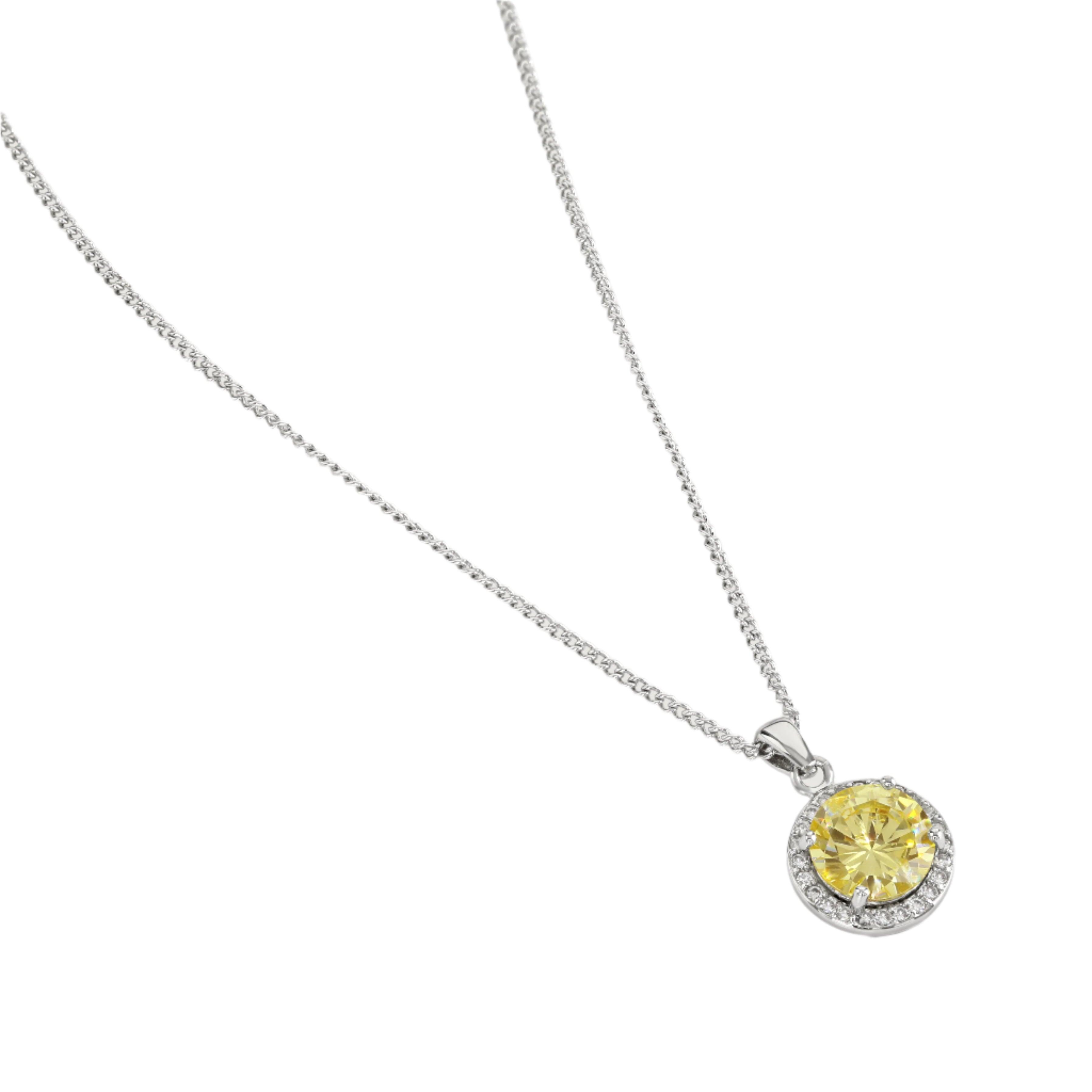 Buckley London Canary Halo Solitaire Pendant Rhodium | Fashion Jewellery | Necklace | Necklace With Pendant | Women | Women Necklaces | Womens Buckley London Canary Halo Solitaire Pendant Rhodium | Fashion Jewellery | Necklace | Necklace With Pendant | Women | Women Necklaces | Womens