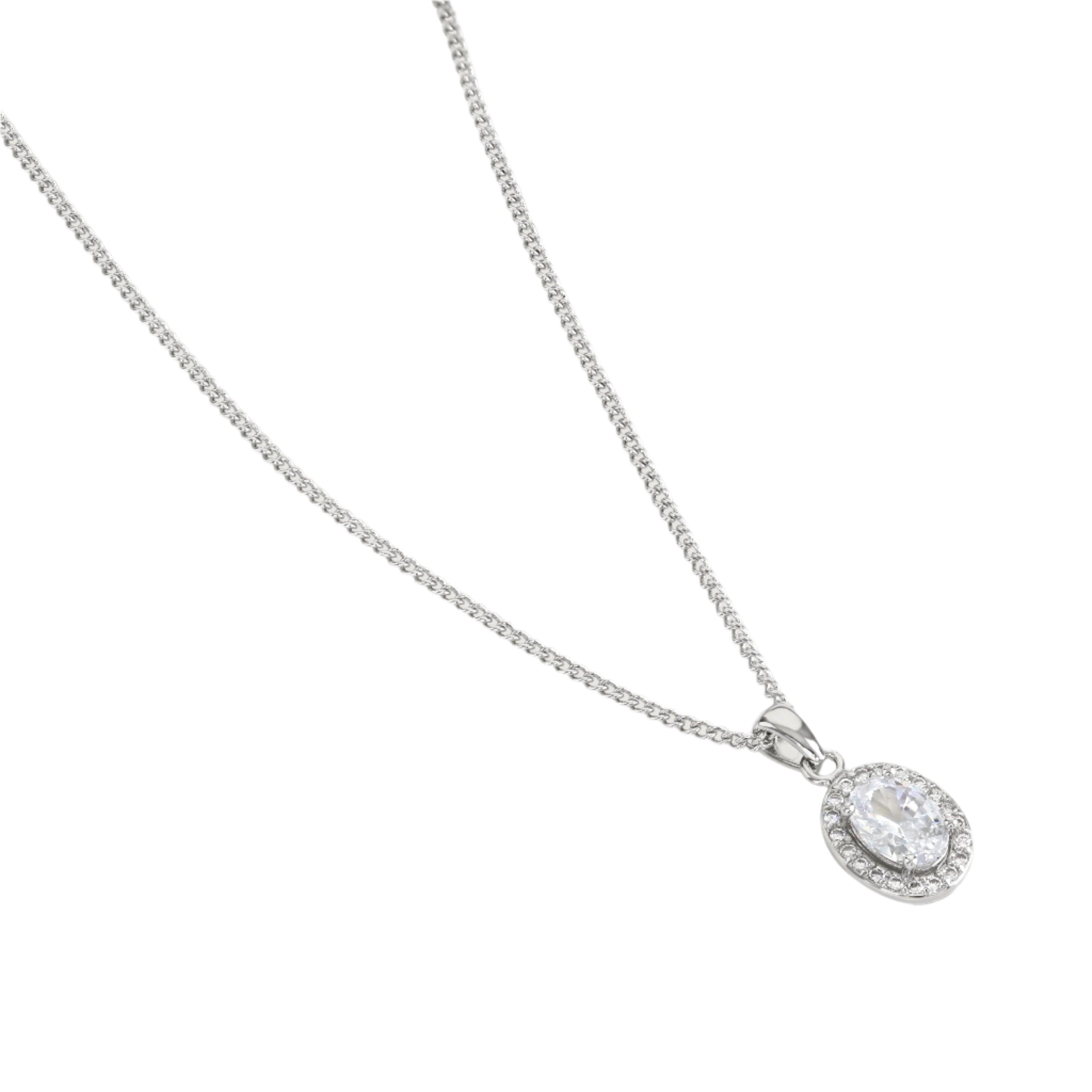 Buckley London Clear Oval Halo Pendant Rhodium | Fashion Jewellery | Necklace | Necklace With Pendant | Women | Women Necklaces | Womens Buckley London Clear Oval Halo Pendant Rhodium | Fashion Jewellery | Necklace | Necklace With Pendant | Women | Women Necklaces | Womens