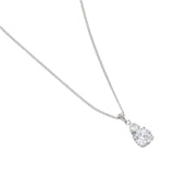 Buckley London Clear Round Double Drop Pendant Rhodium