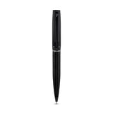 Matte black pen with a black clip, textured band, 'POLICE' text, and a silver-toned tip. Stylized 'P' logo on cap.