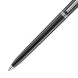 Polished black enamel pen with silver-toned clip, 'POLICE' engraved band, and silver-toned tip.