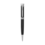 Black Police ballpoint pen with silver-toned clip, tip, and cap, featuring the brand name on the clip and barrel.