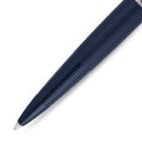 Candara Blue pen with a ribbed barrel and smooth tip, featuring a silver-toned writing point.